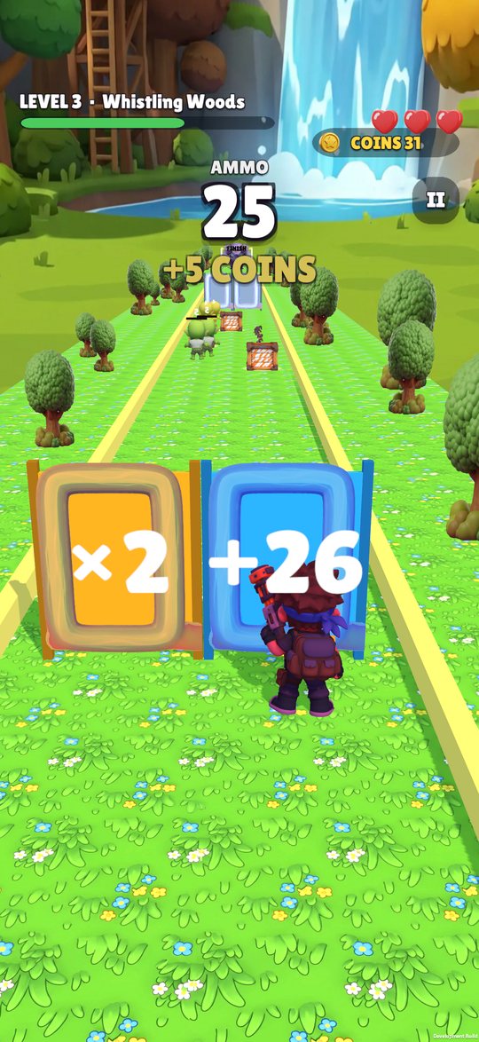 A run through Whistling Woods with a +14 or ×2 gate ahead